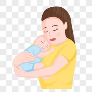 手绘妈妈怀抱婴儿人物形象图片