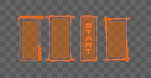 荧光橙色未来科技风对话框边框元素高清图片