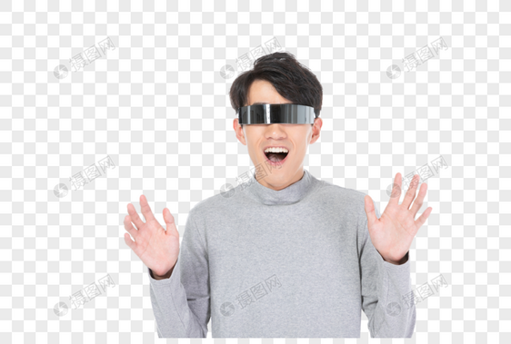 戴着虚拟眼镜的男人图片