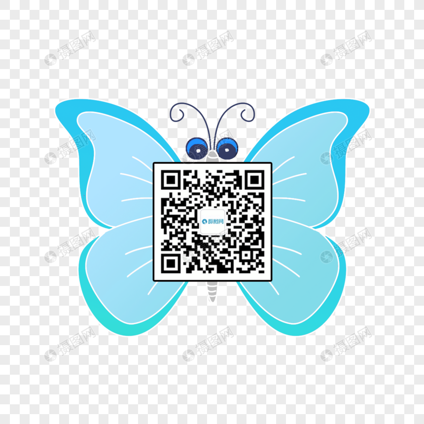 手绘蝴蝶二维码背景素材