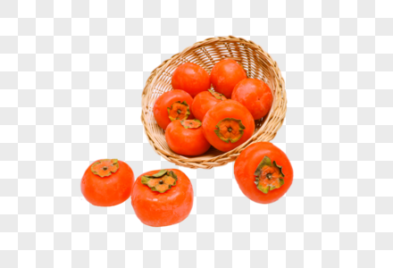 一篮子柿子红色柿子高清图片