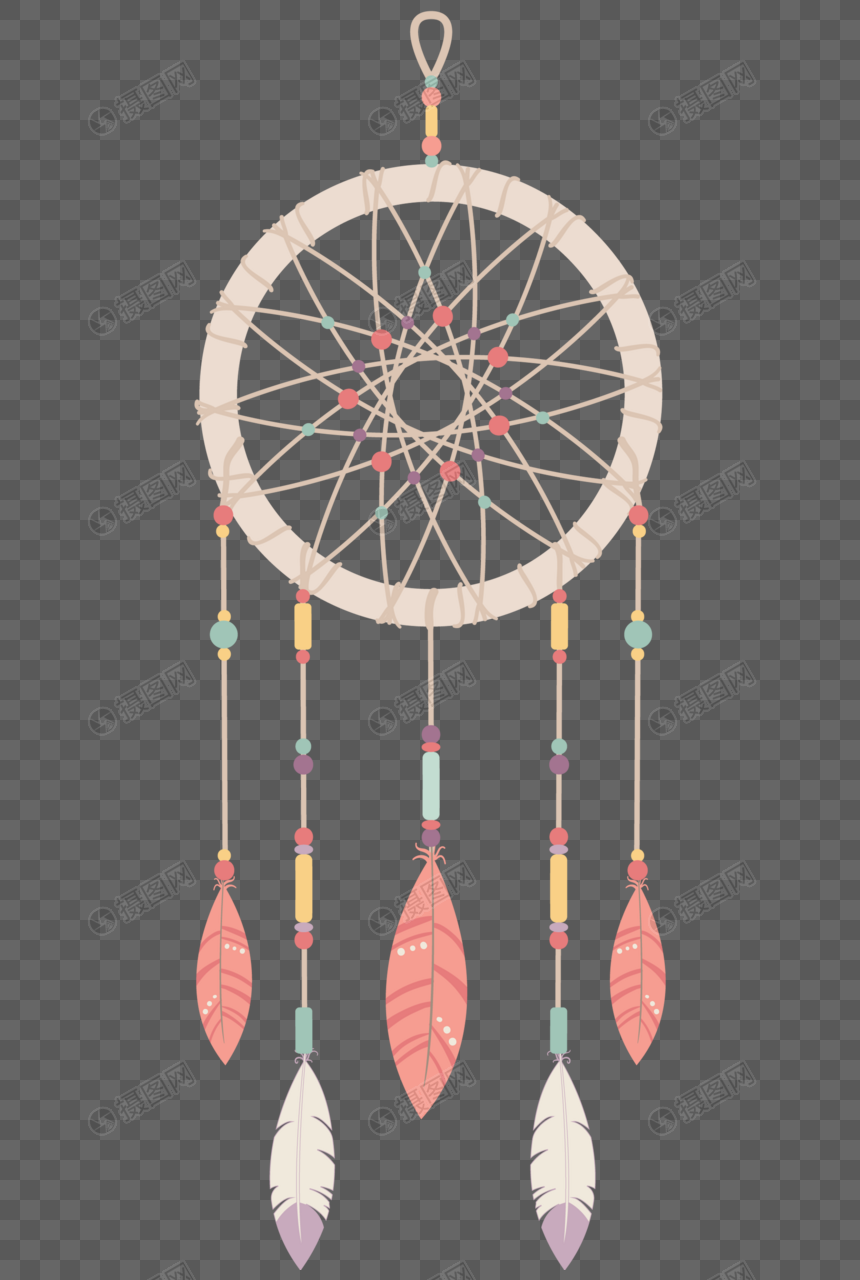 清新少女心羽毛捕梦网装饰挂坠元素素材下载 正版素材 摄图网