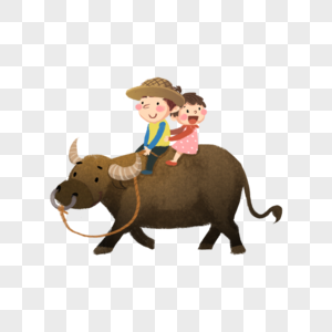 骑着牛的人图片