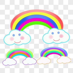 云朵卡通漂浮彩虹高清图片