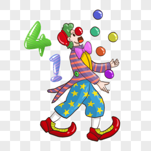 手绘小丑耍杂技图片素材