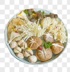 火锅菌菇拼盘高清图片