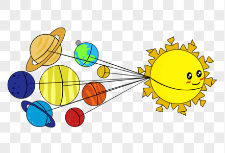 创意搞怪太阳拖行小星球图片