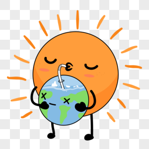 创意小星球太阳喝地球水图片