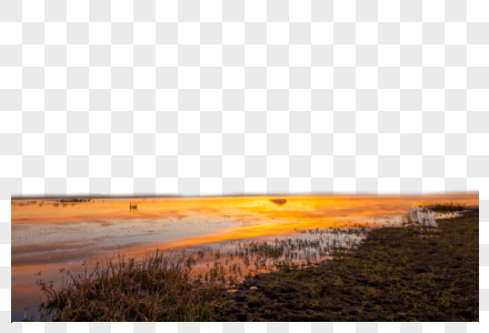 夕阳下的河滩图片