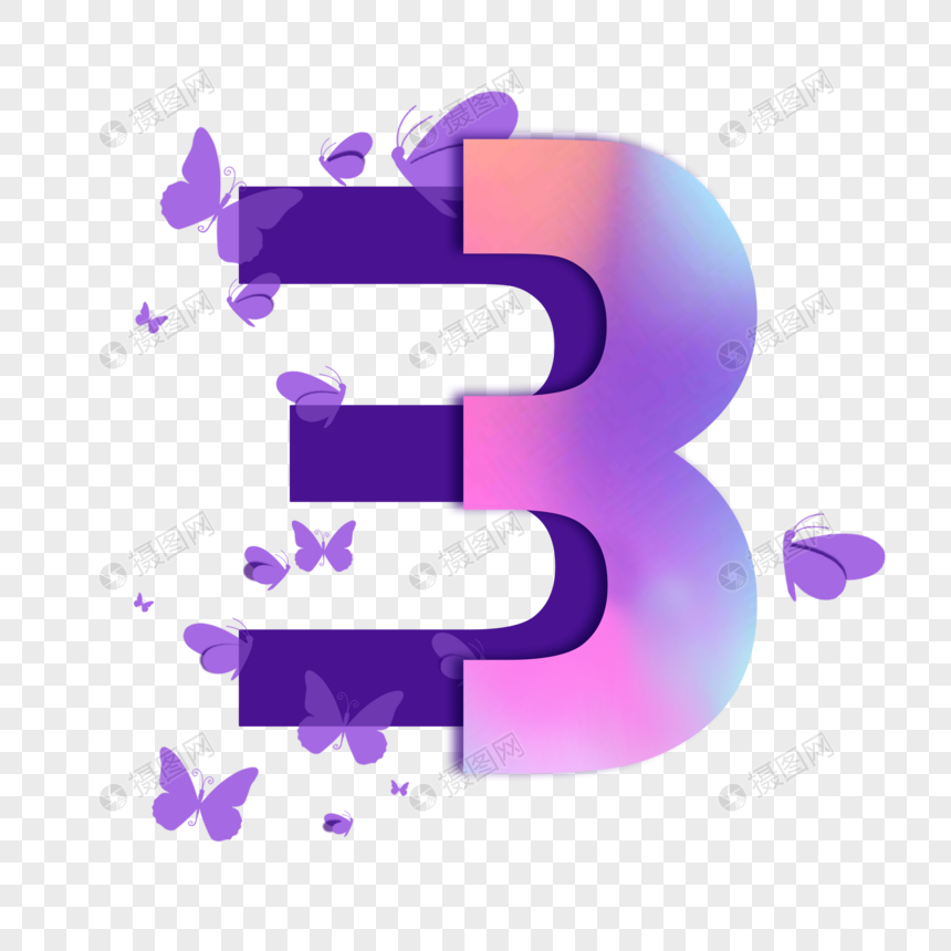 渐变创意数字3设计元素素材下载 正版素材 摄图网