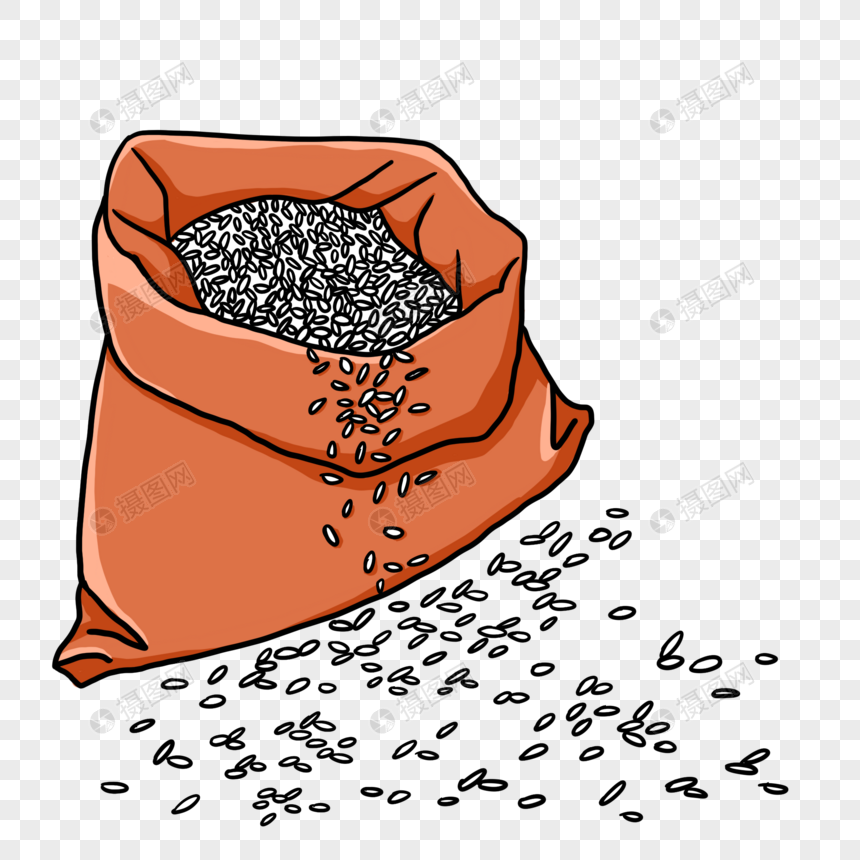 洒落大米布袋子