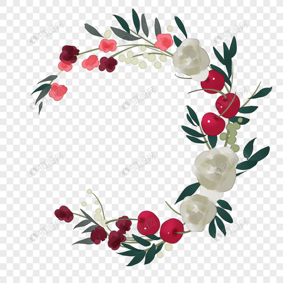 白色玫瑰小清新花环装饰图片