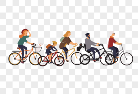 骑自行车人群元素图片