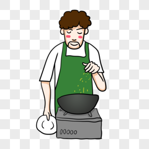卡通做饭背影图片