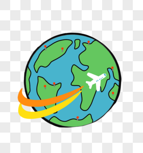 环球飞行手绘卡通地球高清图片