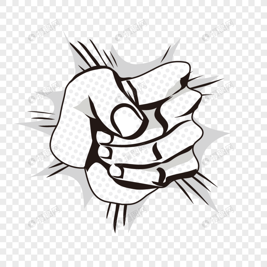充满力量的黑白剪影拳头元素