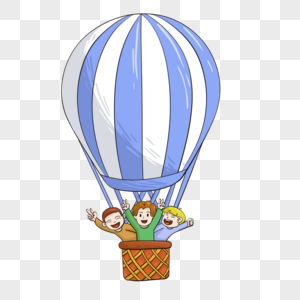 手绘创意乘热气球旅游高清图片