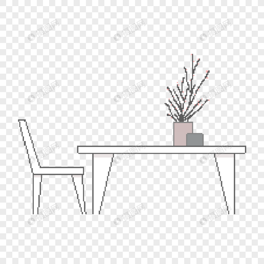 像素风格桌椅组合图片