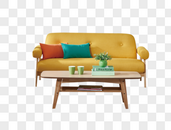 客厅的黄色沙发图片