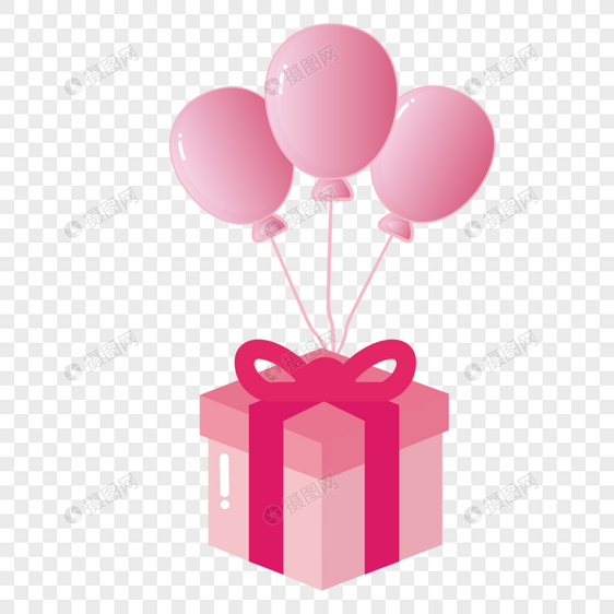 矢量粉红气球礼盒图片