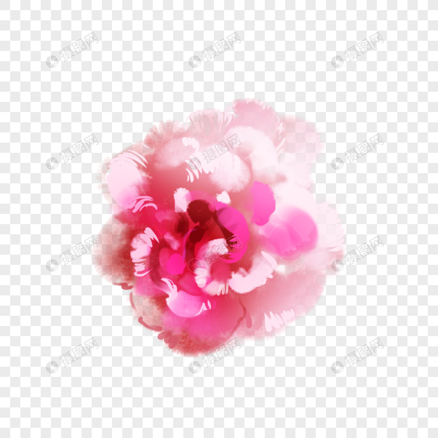 梦幻水墨粉色花朵图片