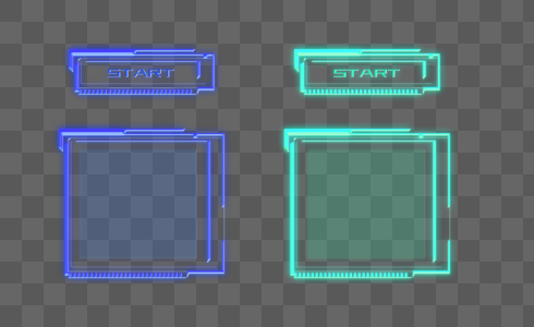 科技风格开始按钮边框元素高清图片