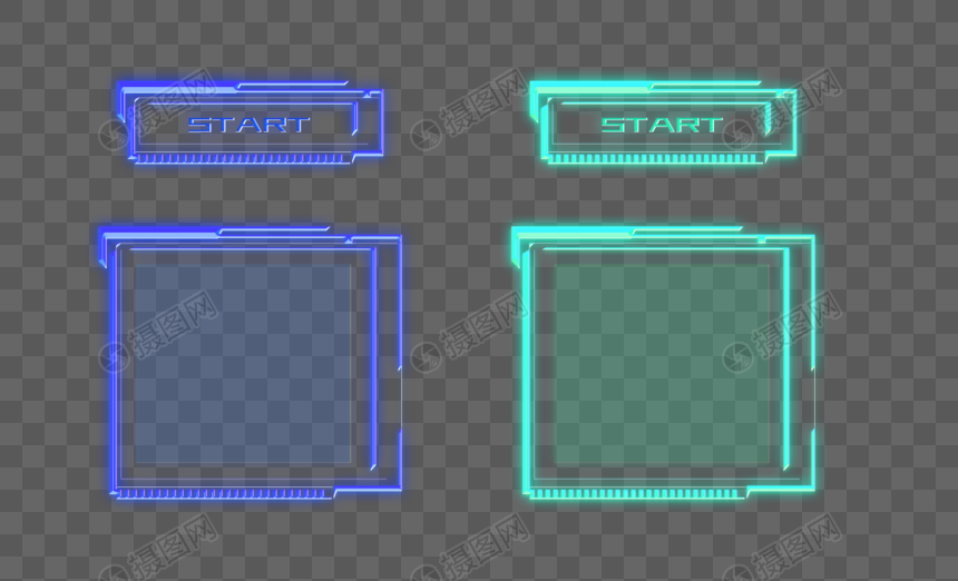 科技风格开始按钮边框元素图片