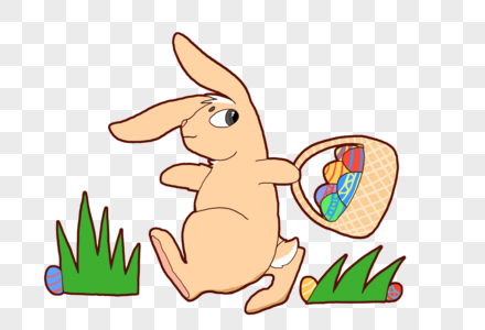 创意复活节兔子拎彩蛋图片
