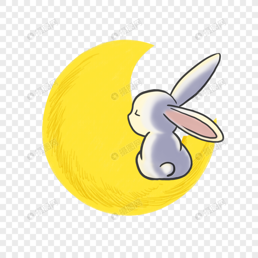 卡通月亮与兔子元素素材下载 正版素材 摄图网