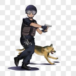 训练警犬的警察高清图片