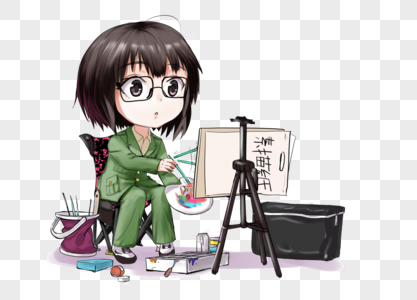 小朋友女孩画油画图片