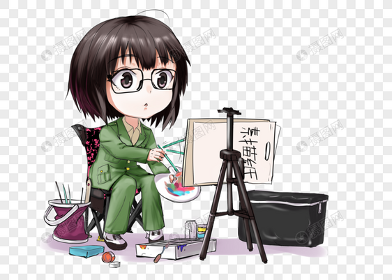 小朋友女孩画油画图片