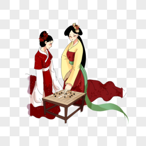 下棋的女孩图片