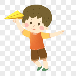 儿童节玩纸飞机的小男孩高清图片