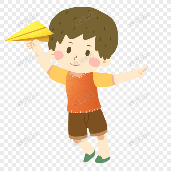儿童节玩纸飞机的小男孩图片
