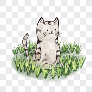 猫和草地卡通猫写实高清图片
