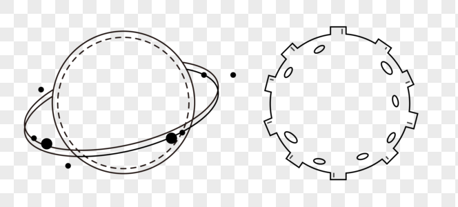 黑白简约星球线框装饰框高清图片