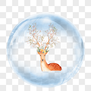水晶球中的麋鹿高清图片