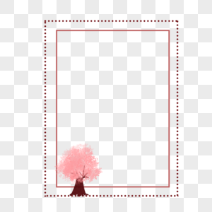 淡雅粉色花树矩形边框图片