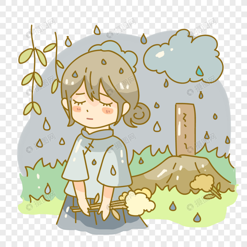 悲伤民国时期扫墓少女