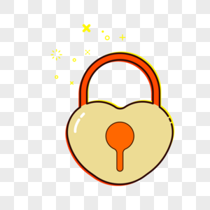 圆心锁元素橘色爱情锁高清图片