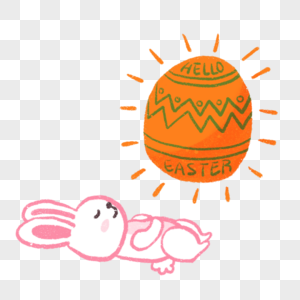 搞怪创意小兔子复活节晒彩蛋太阳高清图片