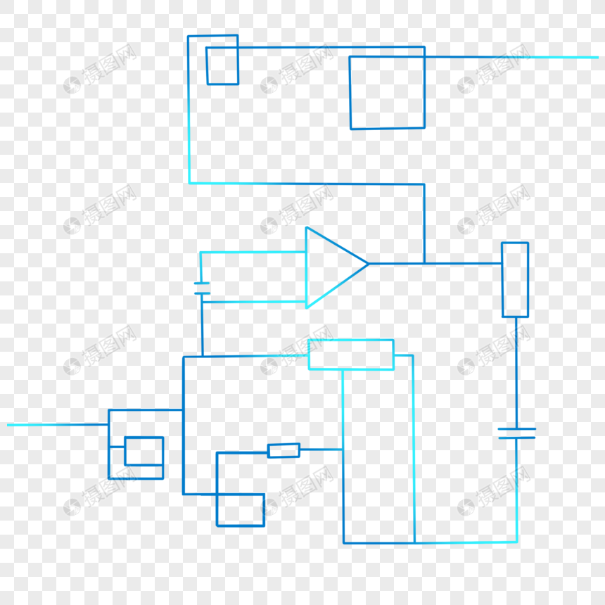 蓝色科技线路创意几何图案图片