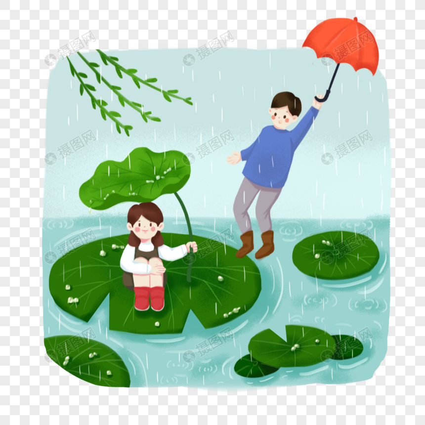 谷雨节日节气手绘插画元素图片