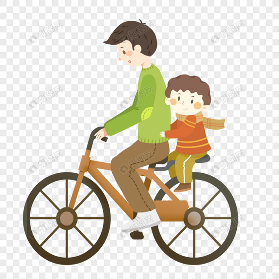 父亲节一起骑自行车的父子图片
