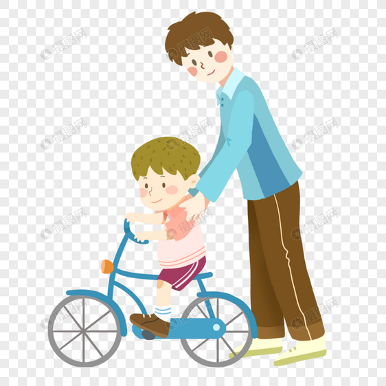 父亲节教孩子骑自行车的爸爸图片