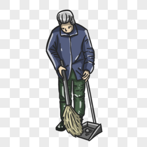 劳动节扫地的老人图片