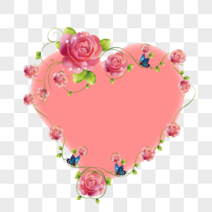 粉色桃心玫瑰花装饰边框图片