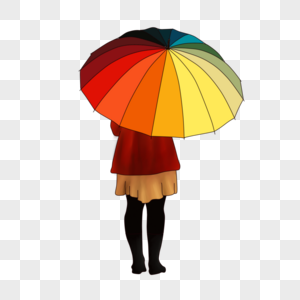 伞和女孩七色雨伞高清图片