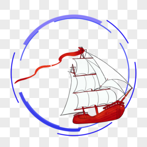圆中帆船图片